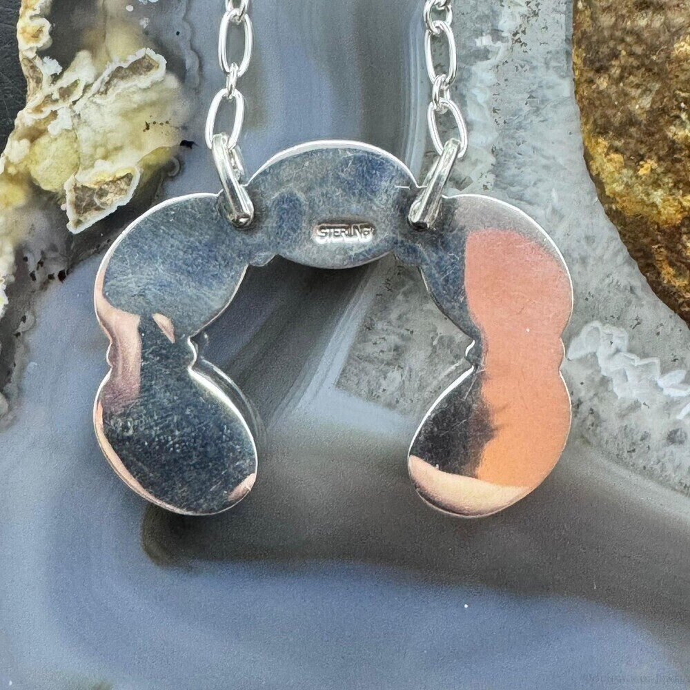 Native American Sterling Silver 5 Oval Pink Conch Naja Pendant W/Chain For Women - Picture 7 of 10